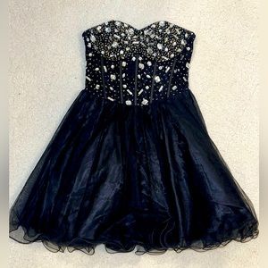 Blondie Nights- embellished mini strapless dress